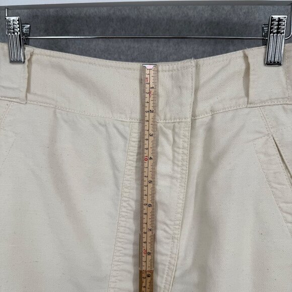 Loft Womens Linen Blend Pencil Skirt Size 8 Cream Asymmetrical Coastal Casual - Picture 10 of 11